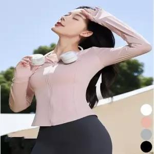 여자 슬림핏 날씬해보이는 후드 트레이닝 집업 운동복 WEF0217