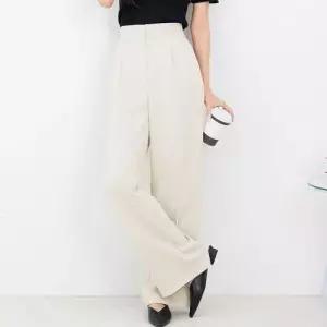 뒷밴딩 핀턱 슬랙스 여자 여름바지 와이드핏 오피스룩 WEED4F7