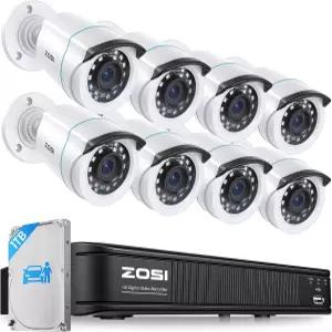 AI 인체 차량 감지 기능이 있는 ZOSI H.265 이상 가정용 카메라 시스템 5MP 3K 라이트 8채널 CCTV DVR
