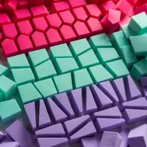 뷰렌드 바이올렛 삼각 퍼프 100P 천연 라텍스 퍼프 100P 뷰렌드 대용량 메이크업 삼각 조각 컬러 퍼프