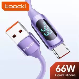 Toocki 6A 66W USB 유형 C 케이블 Huawei Mate 60 50 P50 Samsung S23 Xiaomi 13 디지털 디스플레이 실리콘