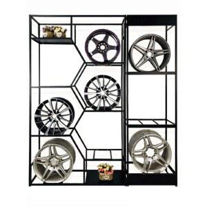 자동차 진열대 카센타 바퀴스탠드 3개 디스플레이 회전 좌식 거치 3단 거치대 플레이트