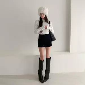 여성 일상 하이웨스트 코튼 스판 골덴 미니 반바지