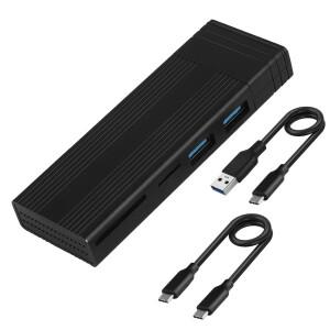 USB C 허브 M.2 NVMe SSD 케이스 듀얼 프로토콜 인클로저 TF 카드 리더기 MacBook Pro Air 분배기용 USB2.0
