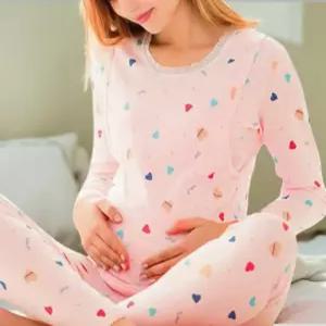 산후조리원 내복 임신부 보온 면 스판 내의 출산후 내복 순면 투피스 핑크