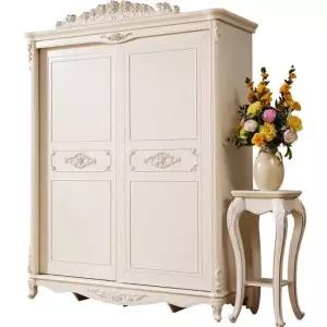 귀족 안방 엔틱 미닫이 옷장 드레스룸 장롱 1.77m 실버 트림 2개 문 조립 완료