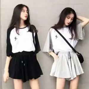 스타일 레이디 라이트룩 스트랩 플레어스커트 팬츠 언발소매 티탑 연출 세트상품 걸스