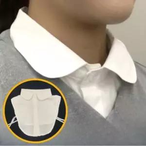 유니크 시폰 페이크셔츠 라운드넥목카라 화이트컬러