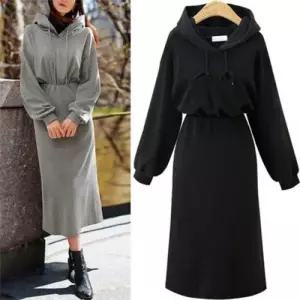 이쁘다요 컬러 롱 원피스 밴딩 후드 맨투맨 허리 WFLMN5M