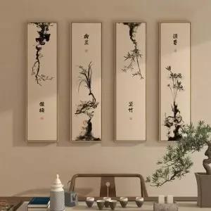 수묵화 감성 대나무 매화 사군자 액자 난초 국화 그림 A.자랑스러운 20x80cm 블랙