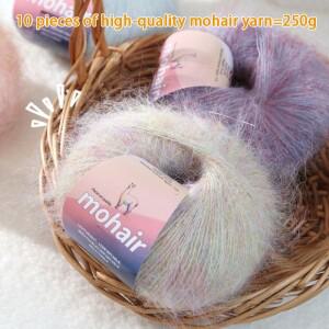 고 설리 알파카 모헤어 실 다채롭고 다양한 색상의 코바늘  캐주얼 핸드 니팅 재료 가을 겨울 여성용  패셔