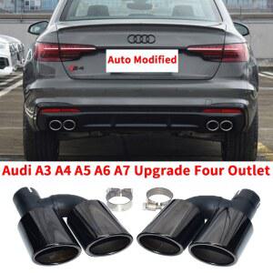 쿼드 스테인레스 스틸 자동차 배기 파이프, 아우디 A3 A4 A5 A6 A7 A8 업 S3 S4 S5 S6 S7 S8 SQ3 SQ5 디자인 머플러 팁, 60mm 테일 파이프