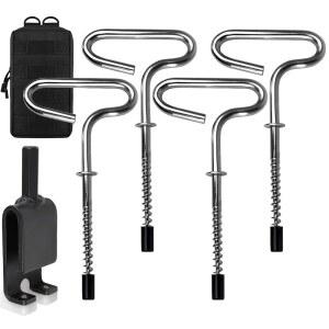 기어힐 아이스 앵커 드릴 어댑터, 4개의 접지 못, 낚시 쉼터 텐트 설치에 사용되는 앵커(캐리백 포함)