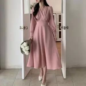 패션원피스 정장룩 원피스 데일리 결혼식룩 브이 WFLMTIT