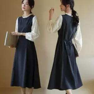 레이스 넥라인 주름 트위드원피스 허리끈 결혼식 WFLMTS6