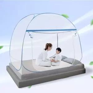 모기장 침대 텐트 바닥 있는 여름 캠핑