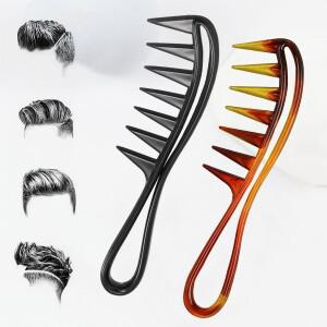 1개 곱슬머리 미용실 헤어드레싱 빗 넓은 빗살 상어 모양 플라스틱 마사지 헤어 링 도구 (곱슬머리용)