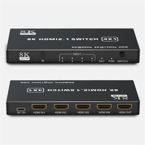 5입력 1출력 HDMI 2.1 분배기 8K 120Hz 5포트 4K 스위처 CEC 48Gbps 스위치 (리모컨 포함  HDR 지원)