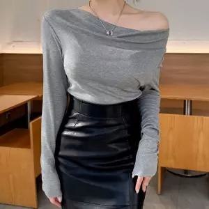 채핏 올웨이 드레이프 티셔츠 섹시 글램 긴팔 tee 드레이프 오프숄더 원숄더 격식룩 파티룩 하객룩 데일리룩