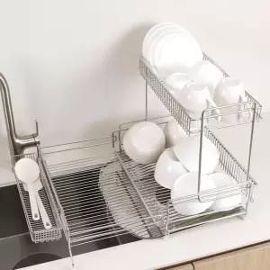 루벨로 올스텐 304 확장형 2단 분리 식기건조대 스텐 싱크대 선반