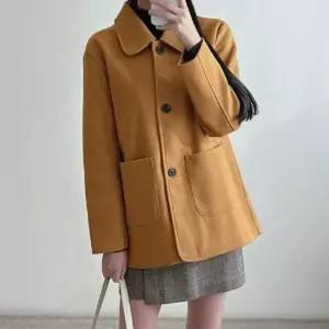베이직 모직 카라 겨울 포켓 여성 반코트