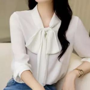 [라일리여성의류] Rly 고급 스카프 블라우스 결혼식 하객룩 쉬폰 셔링