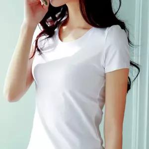 여성 데일리 무지 티셔츠 브이넥 라운드넥 반팔티