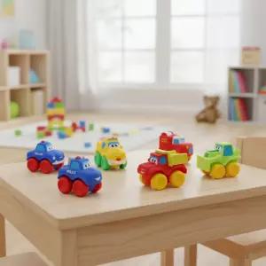 아이넷 소프트 미니카 (6종세트) 말랑 미니 자동차 장난감 덤프트럭 경찰차 중장비 모형