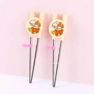 리락쿠마 스텐 교정젓가락 2P(해피)-아이보리 WF265C0