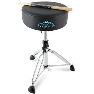 이스트락 드럼 왕좌 와이드 패딩 스툴, 헤비 듀티 회전식 시트, 드러머 성인용 높이 조절식 의자(블랙)