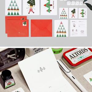 성탄절 그림 카드 엽서 감사 감성 카드 디자인 인쇄물 장식 레터 엽서 봉투 세트