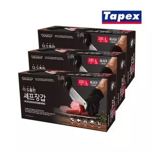 [유니랩]더 도톰한 니트릴 셰프장갑 100매(블랙) 대 X 3개