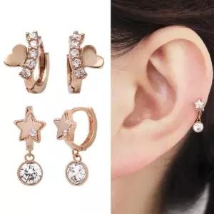 14K 금 귀찌 큐빅 로즈골드 링 피어싱 귀걸이 2종 택1 W5D0311