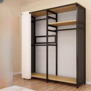 밀폐형 커튼형 조립식 옷걸이 비키니옷장 옷걸이장 틈새 접이식 기숙사 의류 간이옷장 수납