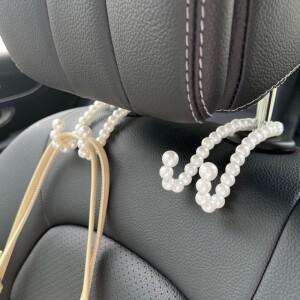 자동차 뒷좌석 후크 화이트 펄 행어 하프 오픈 디자인 스테인레스 스틸 헤드레스트 액세서리