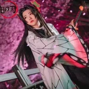 귀멸의칼날 코스프레 시노부 의상 귀살대 유니폼 여성 캐릭터 가발 세트 할로윈 행사 복장