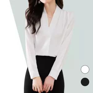 레이온 정장 브이넥 블라우스 베이직 아나운서룩