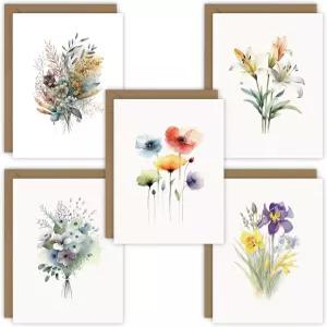 타쇼우 5 수채화 인사말 카드 모든 경우 봉투가 있는 빈 노트