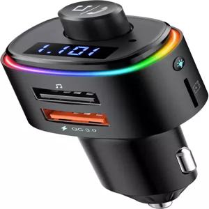 Nulaxy Bluetooth FM 송신기 QC3.0 고속 충전 자동차 어댑터 7색 LED 백라이트가 있는 무선 라디오 키트