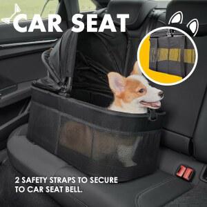 탈부착 가능한 캐리어가 있는 동물원스키 3 in 1 반려동물 유모차, 소형/소형견 및 고양이용 접이식 방수, 올터레인, 햇빛 가리개 포함, 카시트