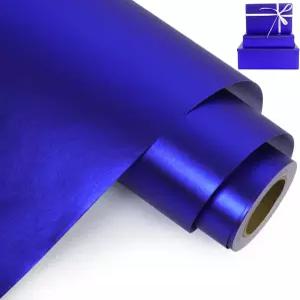 Aimyoo 블루 메탈릭 포장지 롤 17인치 X 32.8피트 생일 크리스마스 결혼식 베이비 샤워 홀리데이 신부