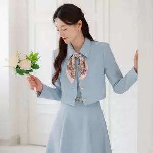 [시크라인] 디아누 트위드 카라 세미 크롭 자켓