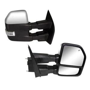 2015년 2016년 2017년 2018년 2019년형 포드 F150 픽업트럭 사이드 미러 전원이 턴 시그널 라이트 퍼들 보조 램프 크롬 캡으로 가열됨