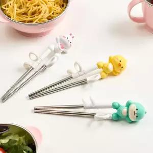 [에디슨]프렌즈 어린이 유아 교정 젓가락질 연습용 스텐 젓가락 1단계