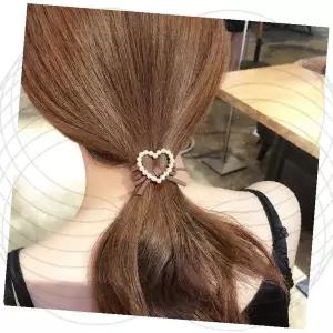 헤어밴드 진주 하트 포니테일 머리끈 여성 헤어액세서리 데일리 헤어고무줄