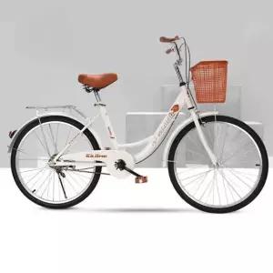 클래식자전거 여성 빈티지 생활 산책 심플 출퇴근 학생 바구니 속도 화이트