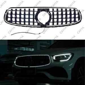 메르세데스-벤츠 GLC 클래스 W253 2020 2022용 LED 백색광 자동차 앞 범퍼 그릴 센터 패널 스타일링 상단