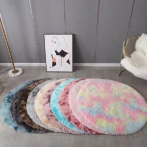 핑크 라운드 카펫 펜던트 흔들의자 카페트 크림색 담요 솔리드 베드사이드 패드 소녀 테이블