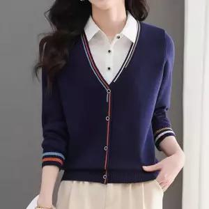 [블랙퀸][블랙퀸] 라인포인트 니트 가디건 blk004392