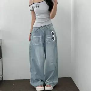 여름 쿨 캣 브러쉬 워싱 와이드핏 데님 롱팬츠 긴바지 2color